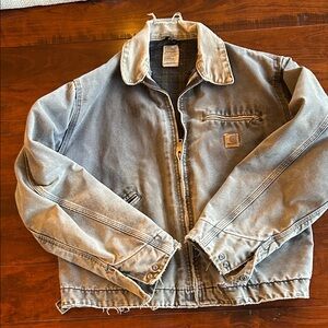 Vintage Carhartt Blue/Grey Canvas Duck Jacket - Men's Heavy-Duty Work Coat